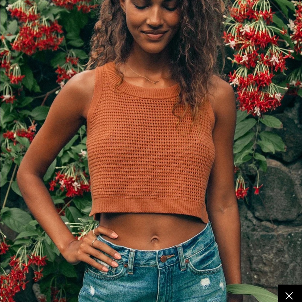 Lulus Get the Look Rust Orange Loose Knit Sweater Tank Top